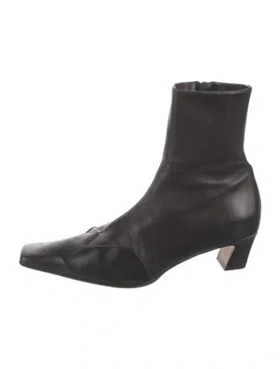 Pre-owned Khaite Leather Sock Boots In Black