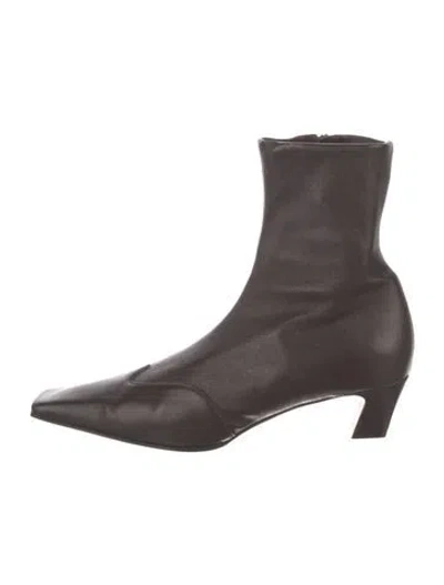 Pre-owned Khaite Leather Sock Boots In Black