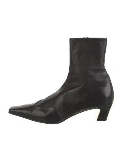 Pre-owned Khaite Leather Sock Boots In Black
