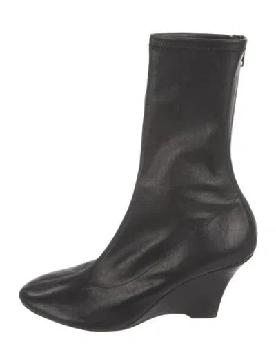 Pre-owned Khaite Leather Sock Boots In Black