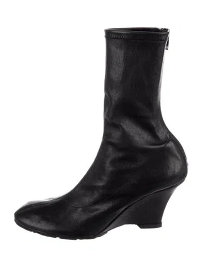 Pre-owned Khaite Leather Sock Boots In Black