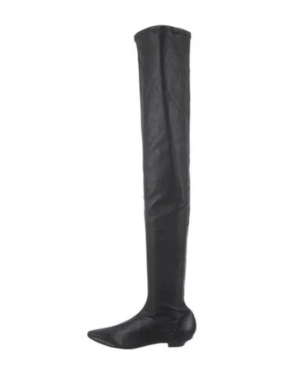 Pre-owned Khaite Leather Sock Boots In Black