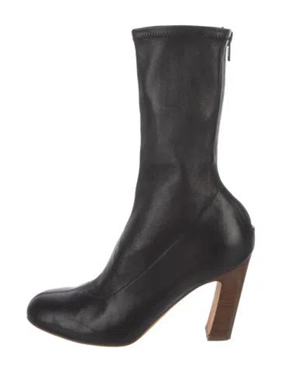 Pre-owned Khaite Leather Sock Boots In Black