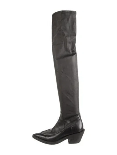 Pre-owned Khaite Leather Sock Boots In Black
