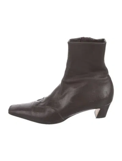 Pre-owned Khaite Leather Sock Boots In Brown