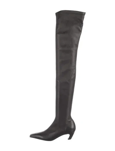 Pre-owned Khaite Leather Sock Boots In Gray