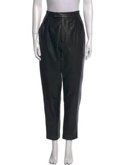 Pre-owned Khaite Leather Straight Leg Pants In Black