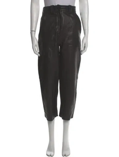 Pre-owned Khaite Leather Straight Leg Pants In Black