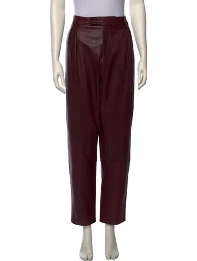 Pre-owned Khaite Leather Straight Leg Pants In Purple