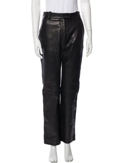 Pre-owned Khaite Leather Straight Leg Pants W/ Tags In Black