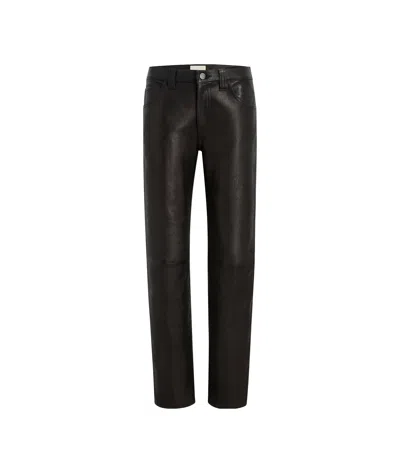 Khaite Callum Mid-rise Leather Straight-leg Pants In Black