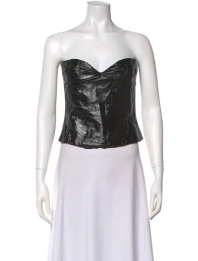 Pre-owned Khaite Leather Strapless Top In Black