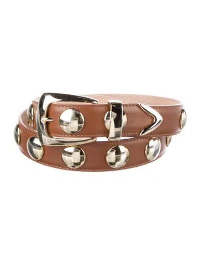 Pre-owned Khaite Leather Studded Accents Belt In Brown