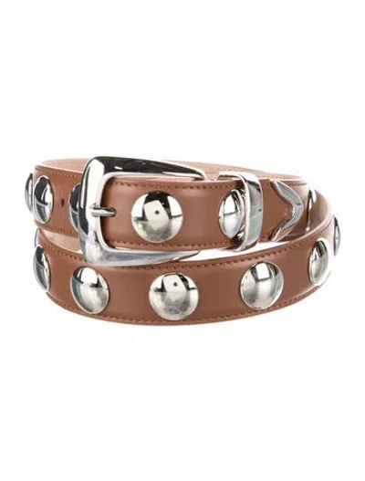 Pre-owned Khaite Leather Studded Accents Belt In Brown