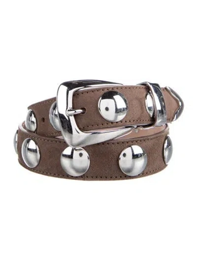 Pre-owned Khaite Leather Studded Accents Belt In Brown