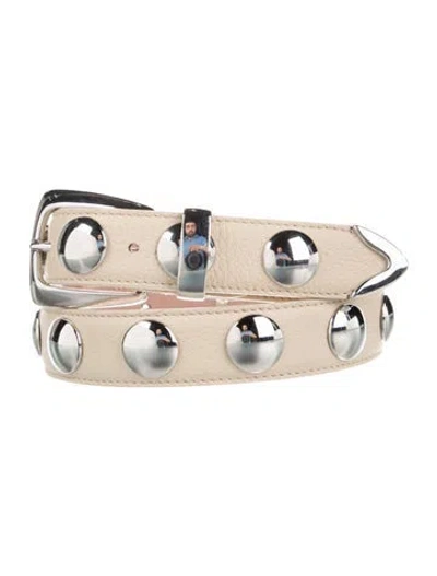 Pre-owned Khaite Leather Studded Accents Belt In Neutral