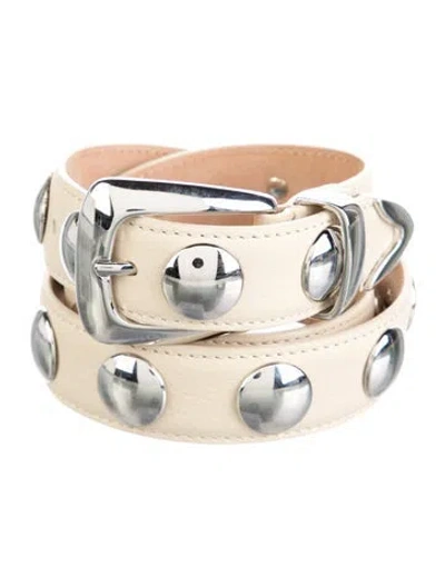Pre-owned Khaite Leather Studded Accents Belt In Neutrals