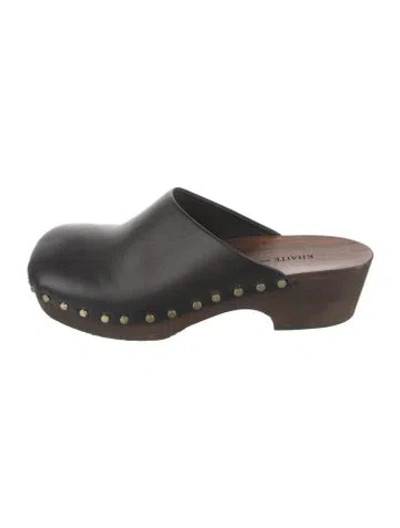 Pre-owned Khaite Leather Studded Accents Mules In Black