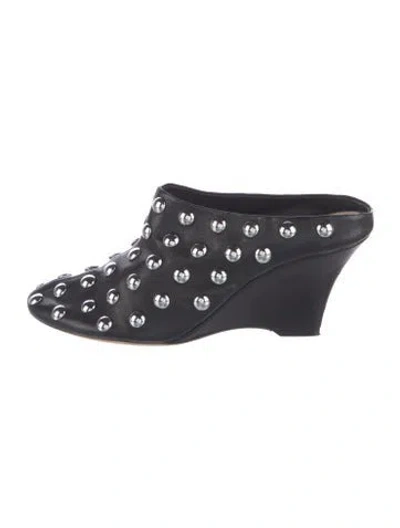 Pre-owned Khaite Leather Studded Accents Mules In Black