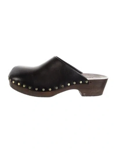 Pre-owned Khaite Leather Studded Accents Mules In Black