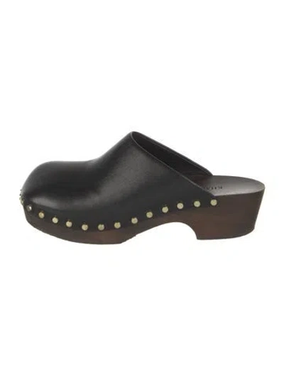 Pre-owned Khaite Leather Studded Accents Mules In Black