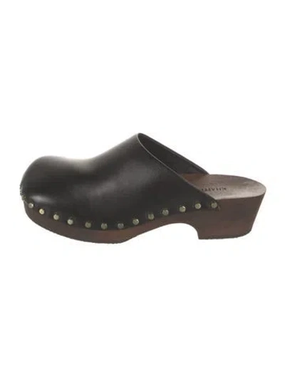 Pre-owned Khaite Leather Studded Accents Mules In Black