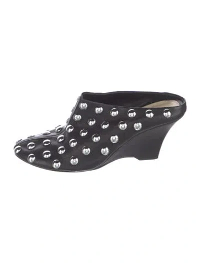 Pre-owned Khaite Leather Studded Accents Mules In Black