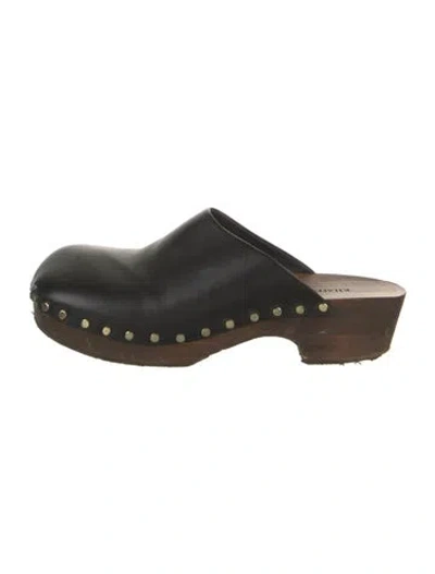 Pre-owned Khaite Leather Studded Accents Mules In Black