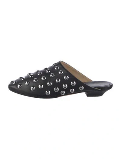 Pre-owned Khaite Leather Studded Accents Mules In Blue