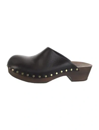 Pre-owned Khaite Leather Studded Accents Mules In Brown
