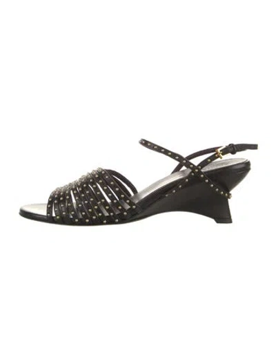 Pre-owned Khaite Leather Studded Accents Sandals In Black