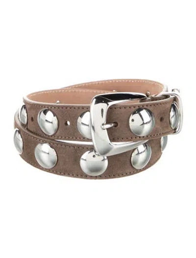 Pre-owned Khaite Leather Studded Accents Waist Belt In Brown