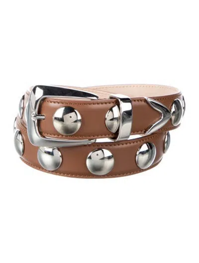 Pre-owned Khaite Leather Studded Accents Waist Belt In Brown