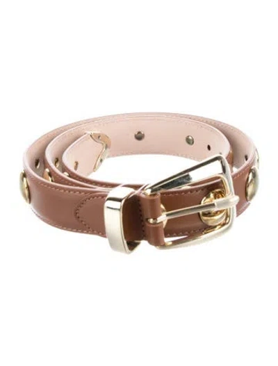 Pre-owned Khaite Leather Studded Accents Waist Belt W/ Tags In Brown