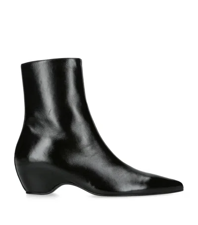 Khaite Leather Sybil Ankle Boots 40 In Black