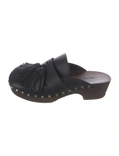 Pre-owned Khaite Leather Tassel Accents Mules In Black