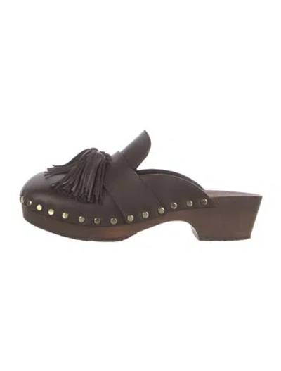 Pre-owned Khaite Leather Tassel Accents Mules In Brown