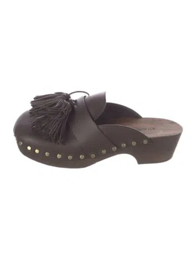 Pre-owned Khaite Leather Tassel Accents Mules In Brown
