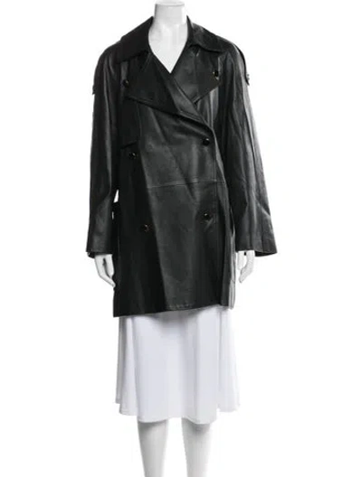 Pre-owned Khaite Leather Trench Coat In Black