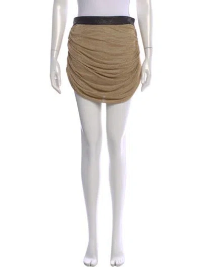 Pre-owned Khaite Leather Trim Embellishment Mini Skirt In Gold