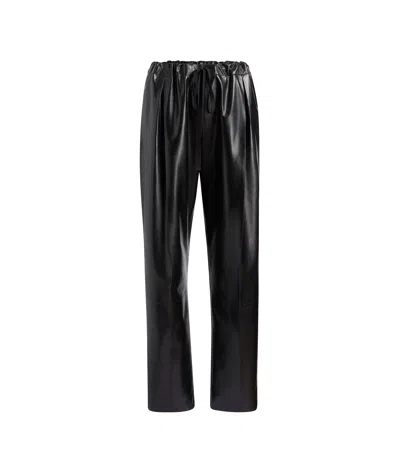 Khaite Ashford Pleated Leather Pants In Black