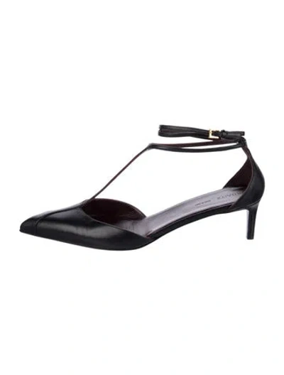 Pre-owned Khaite Leather T-strap Pumps In Black/brown