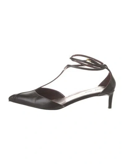 Pre-owned Khaite Leather T-strap Pumps In Brown