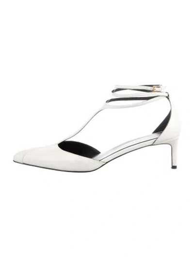Pre-owned Khaite Leather T-strap Pumps In White