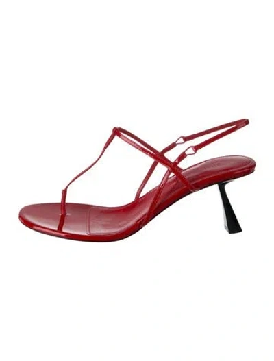 Pre-owned Khaite Leather T-strap Sandals In Red