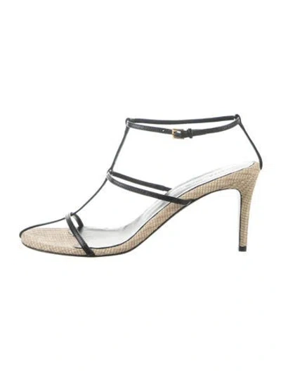 Pre-owned Khaite Leather T-strap Sandals In Silver
