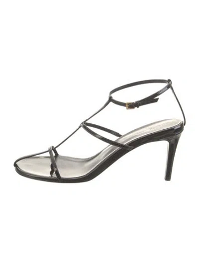 Pre-owned Khaite Leather T-strap Sandals W/ Tags In Black