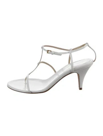 Pre-owned Khaite Leather T-strap Sandals In White