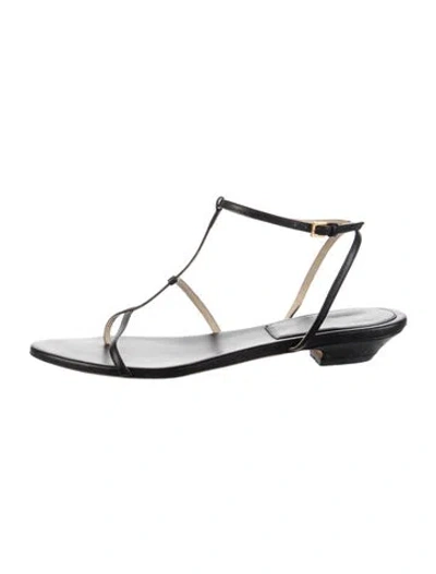 Pre-owned Khaite Leather T-strap Sandals In White