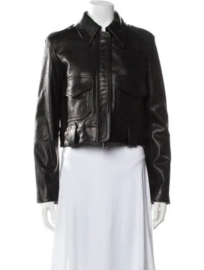 Pre-owned Khaite Leather Utility Jacket W/ Tags In Black